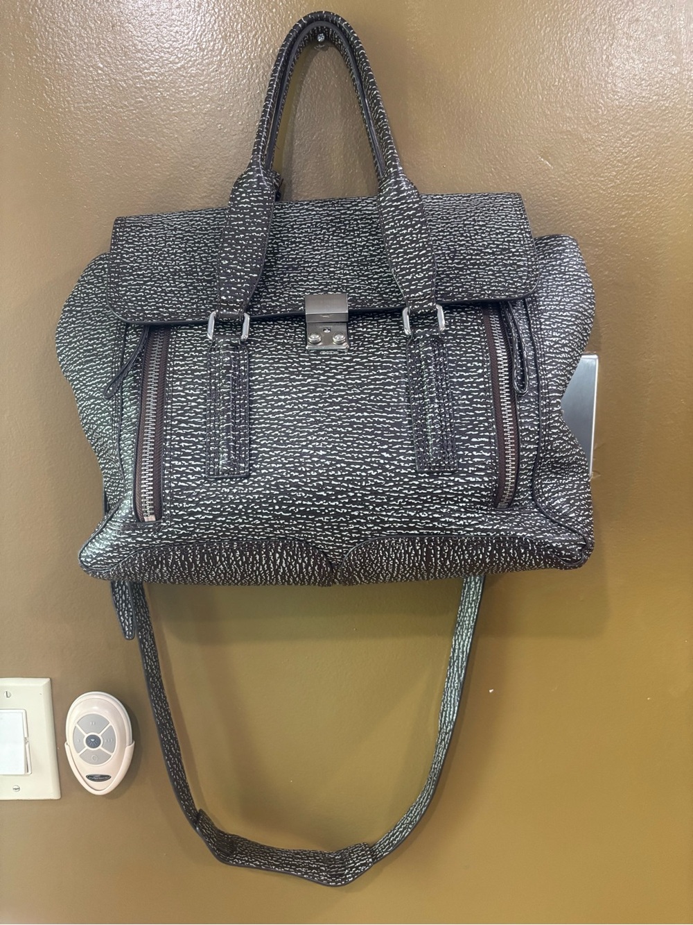 3.1 Phillip Lim Pashli Large (Brown )Silver Leather Satchel Crossbody Handbag